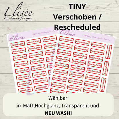 S88  MINI Script Sticker "Verschoben / Rescheduled" | Aufkleber | Bullet Journal
