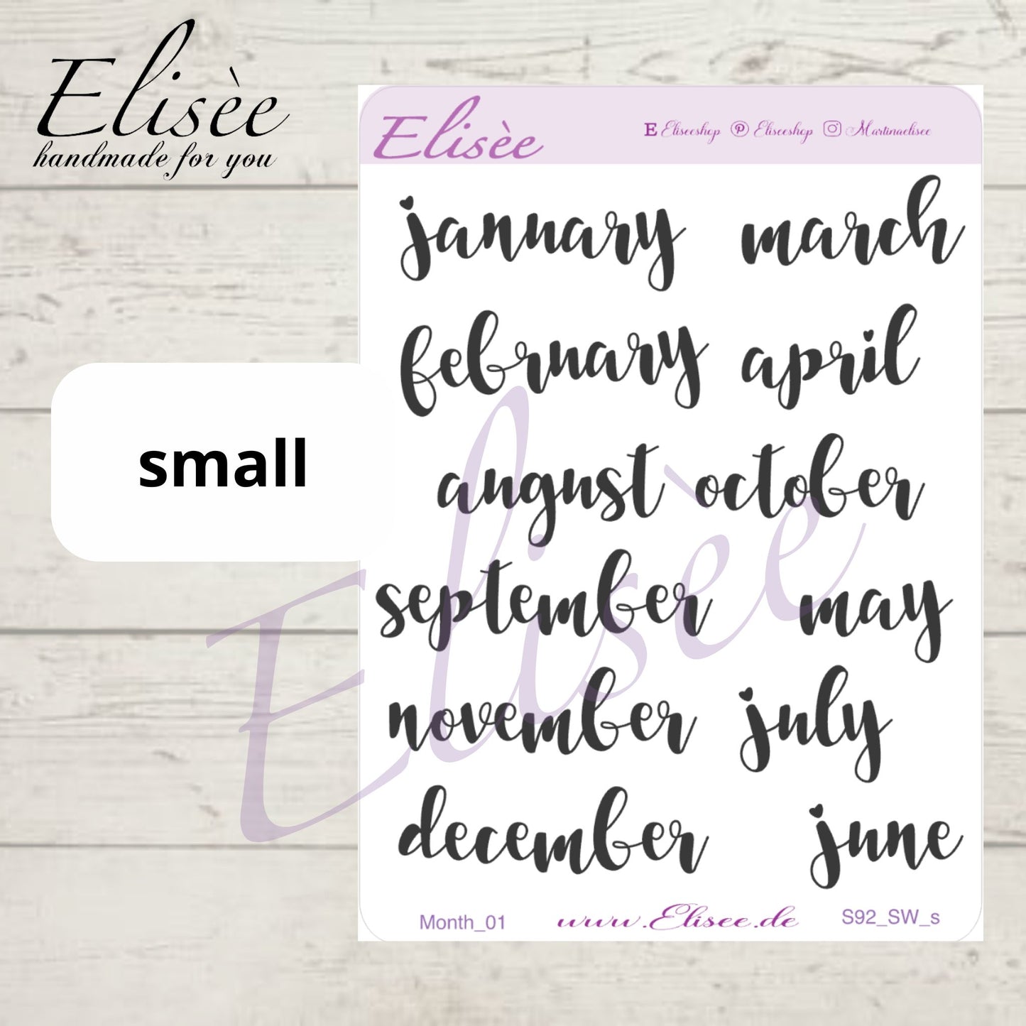 S92 Script Sticker "Monate S/W" | Aufkleber | Bullet Journal