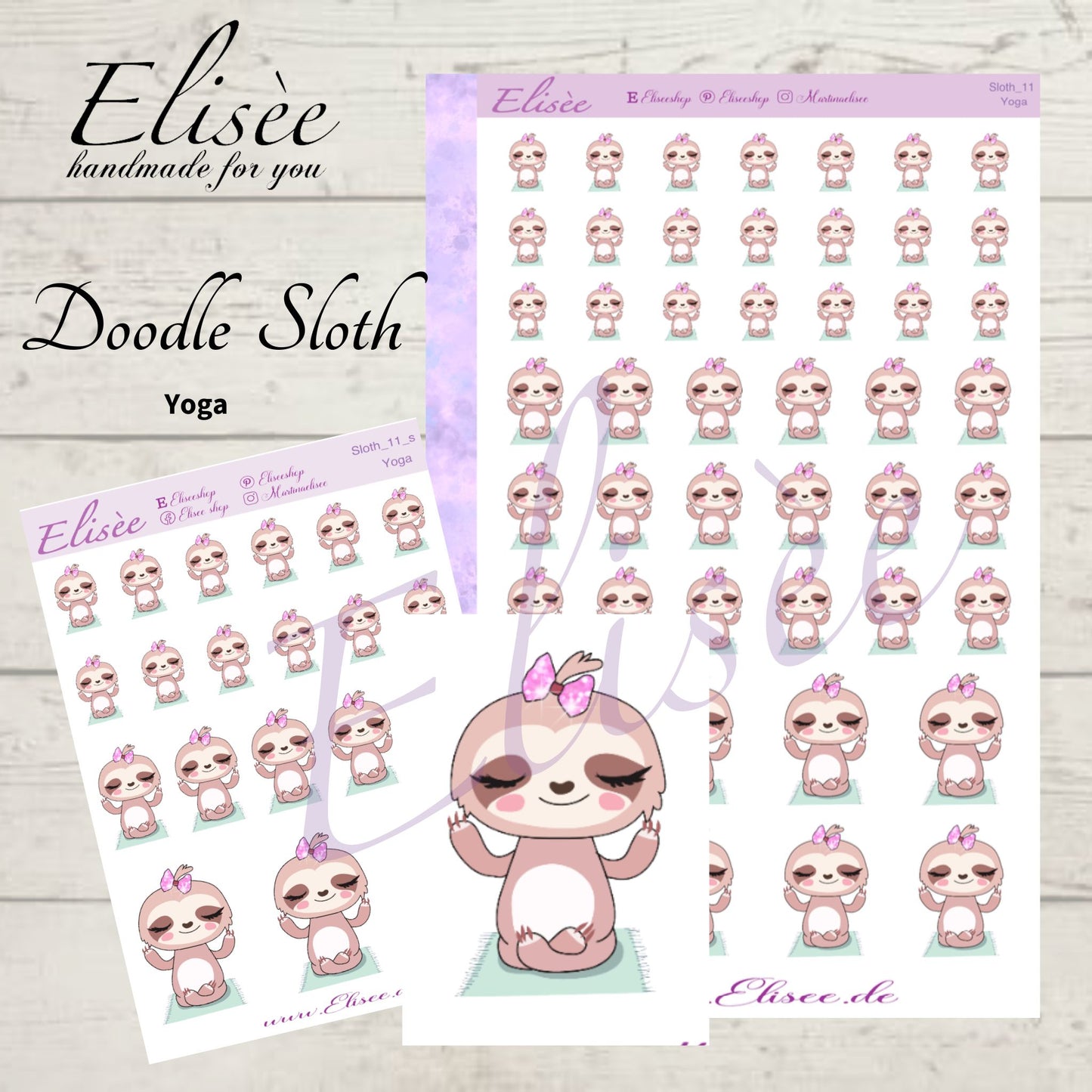 11 Faultier Doodle Sticker "Yoga"
