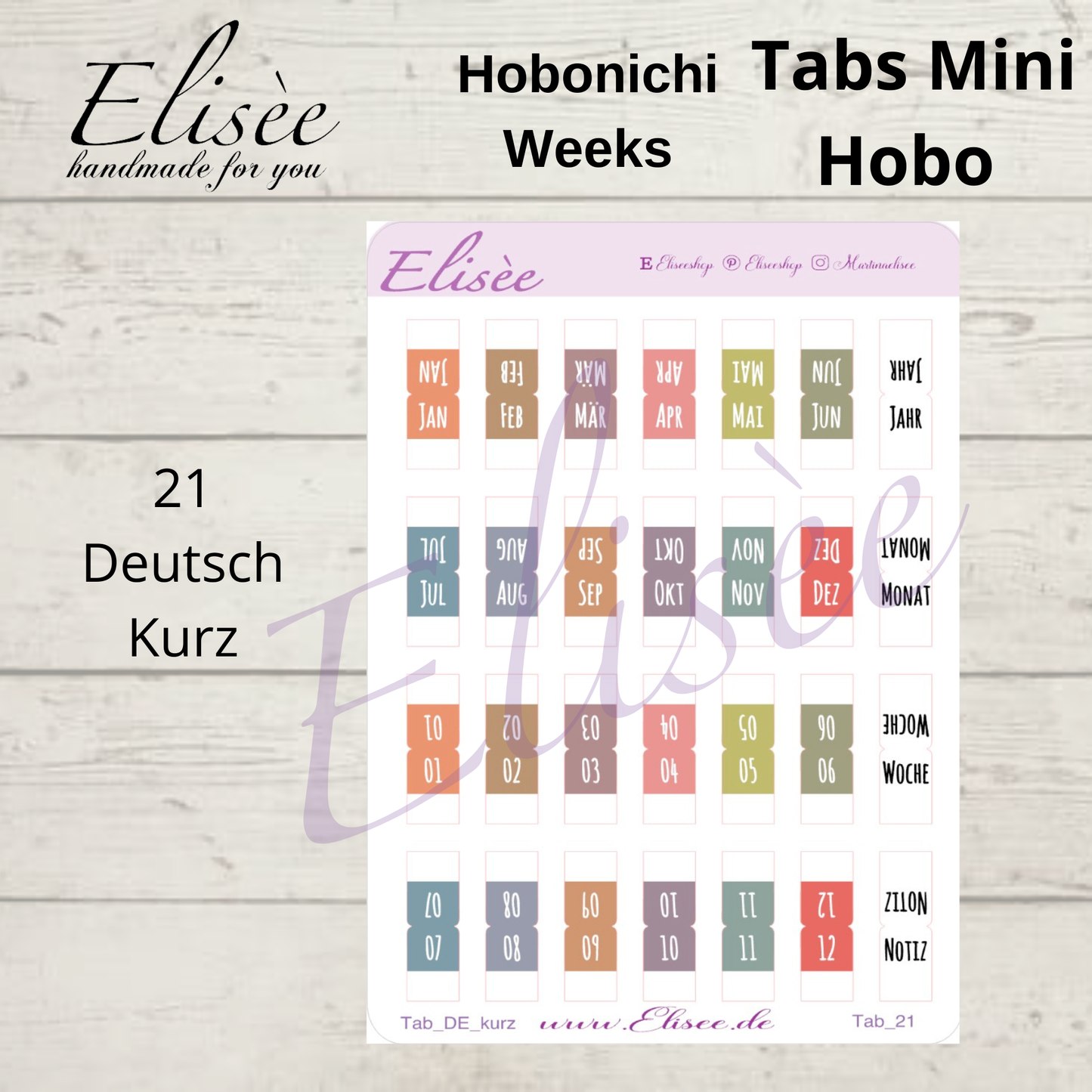 2026_Planner Tabs Mini Hobonichi Weeks / Travel Notebook - HOBO Farben