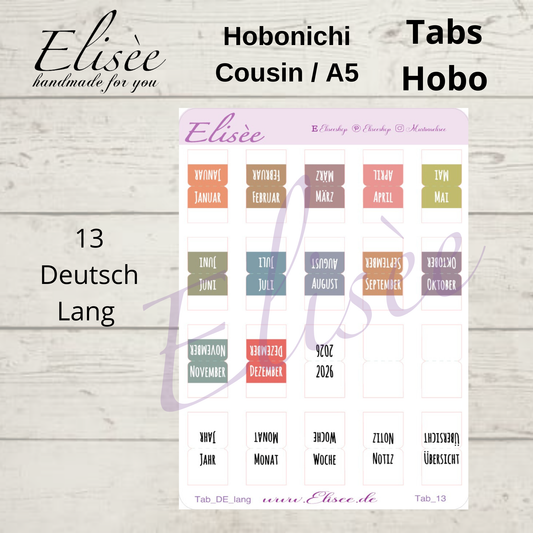 2026_Tabs Hobonichi Cousin / A5 HOBO Farben