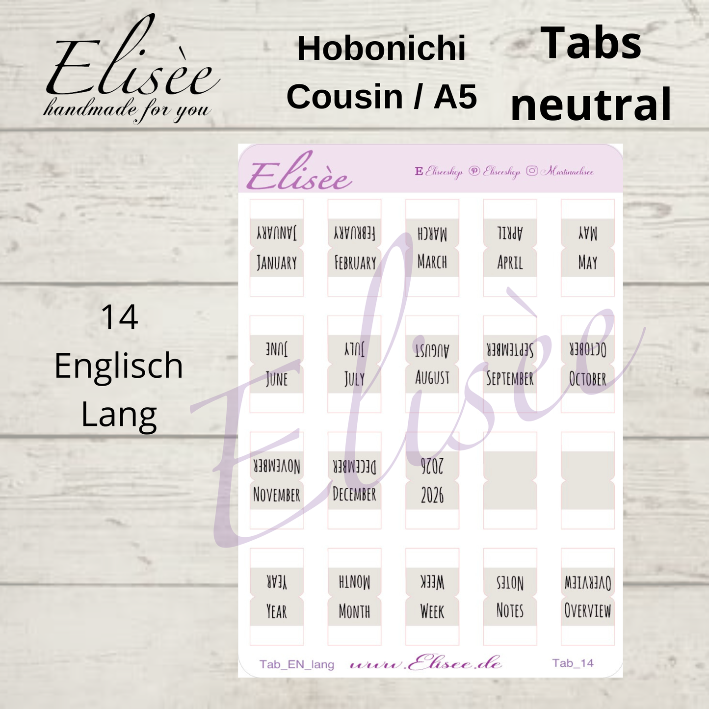 2026_Tabs Hobonichi Cousin / A5 NEUTRAL
