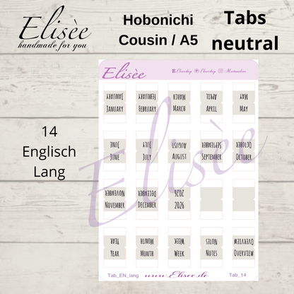 2026_Tabs Hobonichi Cousin / A5 NEUTRAL