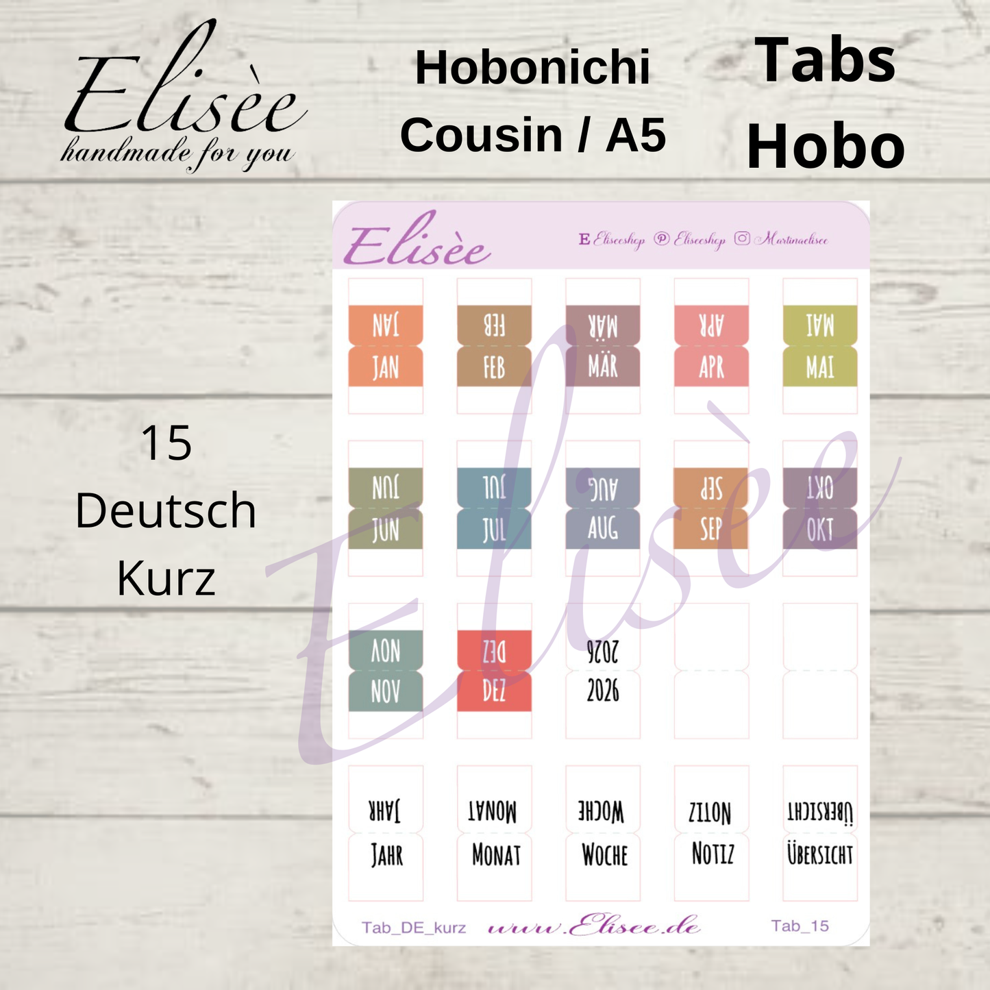 2026_Tabs Hobonichi Cousin / A5 HOBO Farben