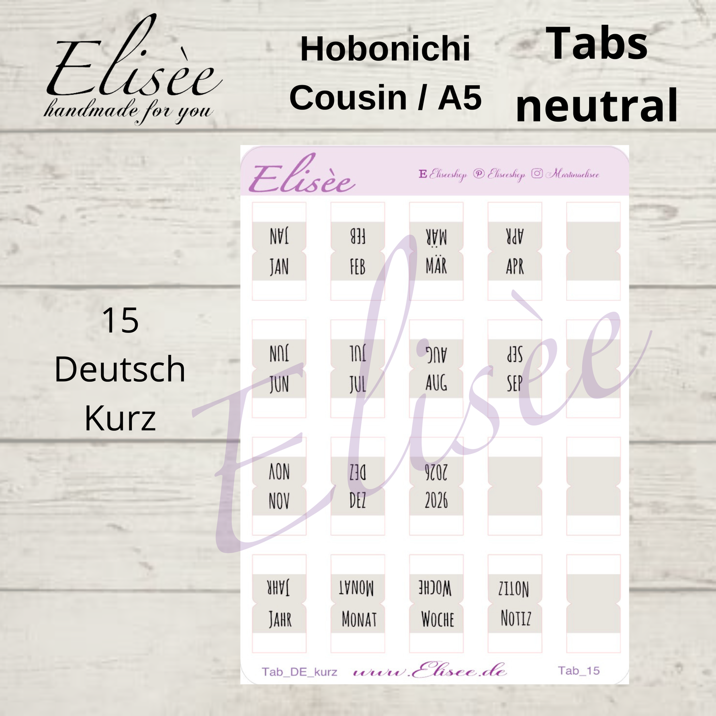 2026_Tabs Hobonichi Cousin / A5 NEUTRAL