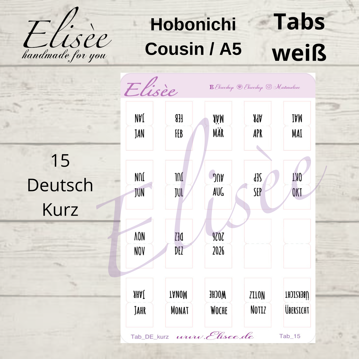 2026_Tabs Hobonichi Cousin / A5 WHITE