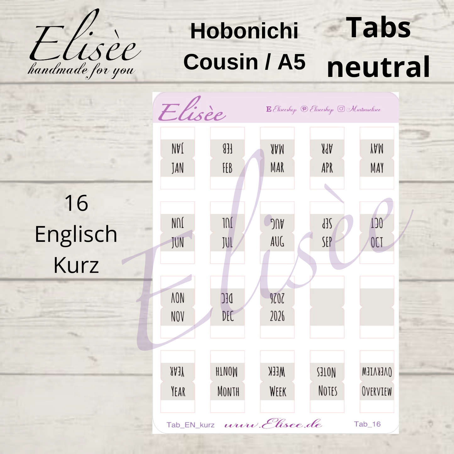 2026_Tabs Hobonichi Cousin / A5 NEUTRAL