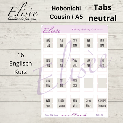 2026_Tabs Hobonichi Cousin / A5 NEUTRAL