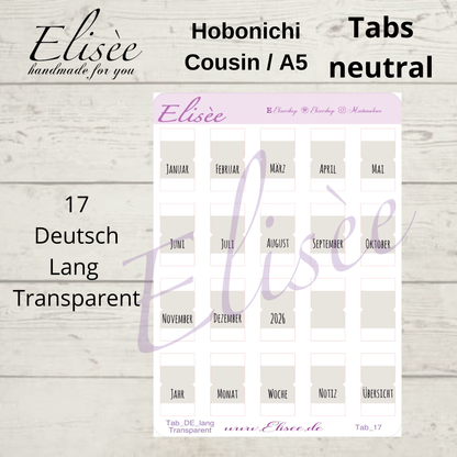 2026_Tabs Hobonichi Cousin / A5 NEUTRAL