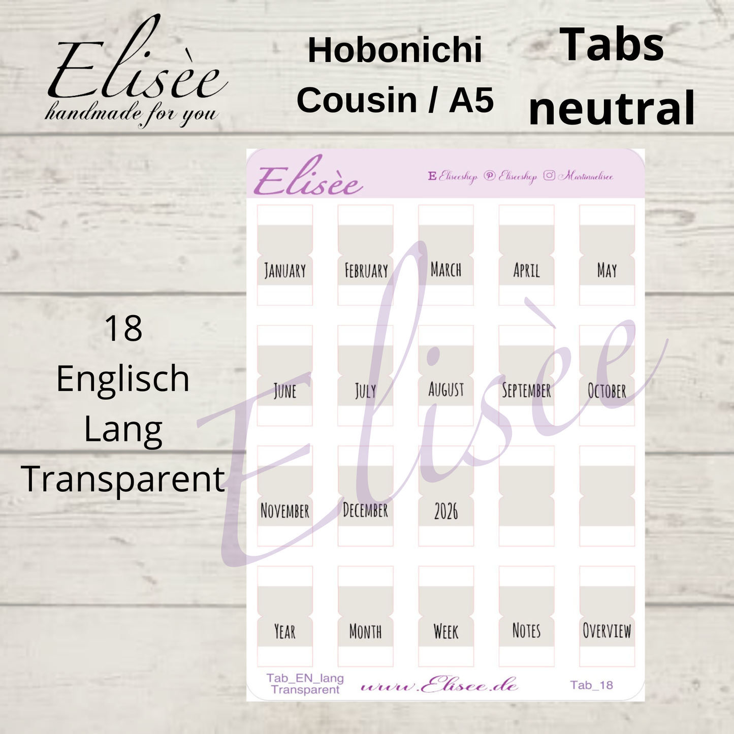 2026_Tabs Hobonichi Cousin / A5 NEUTRAL
