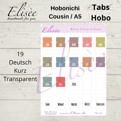 2026_Tabs Hobonichi Cousin / A5 HOBO Farben