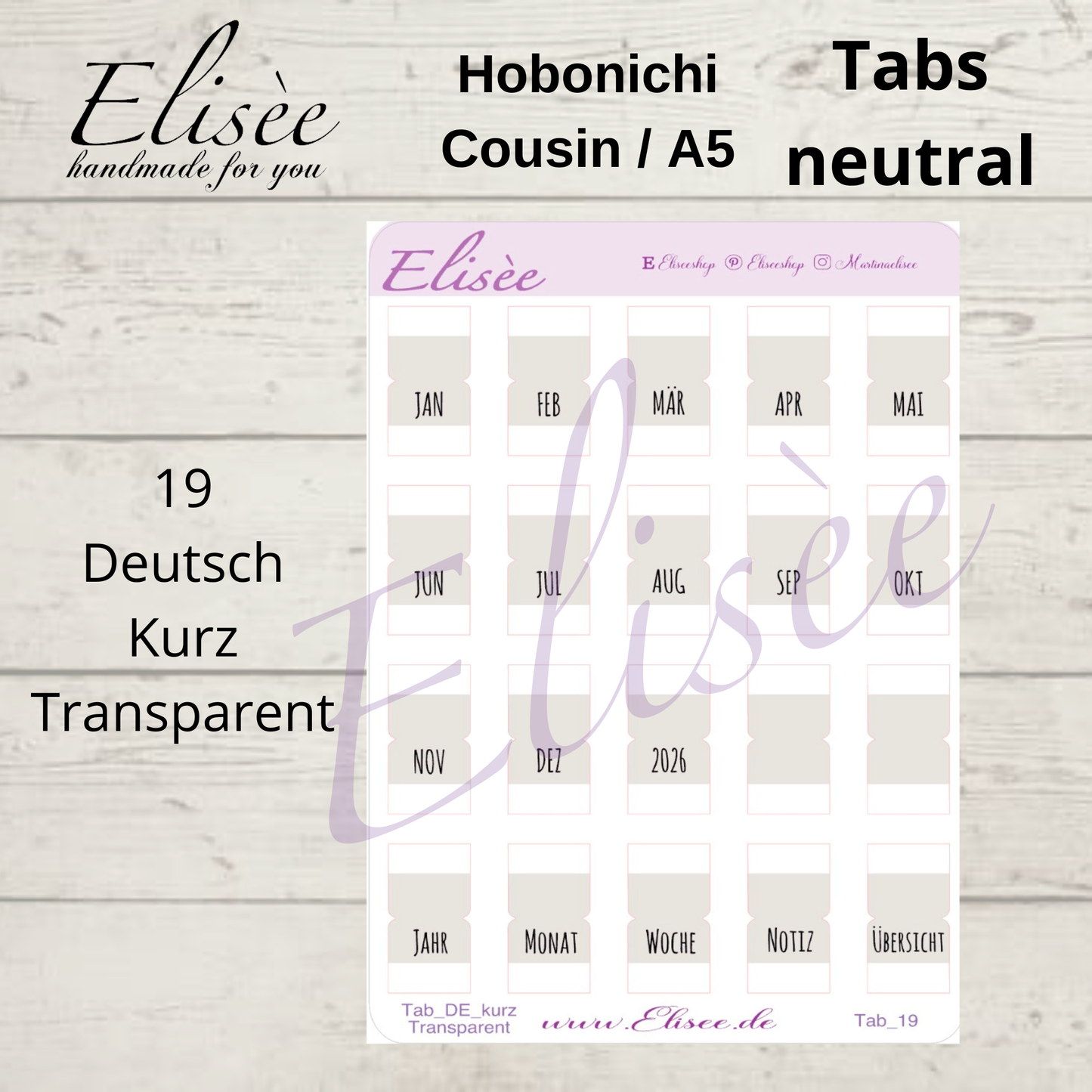 2026_Tabs Hobonichi Cousin / A5 NEUTRAL