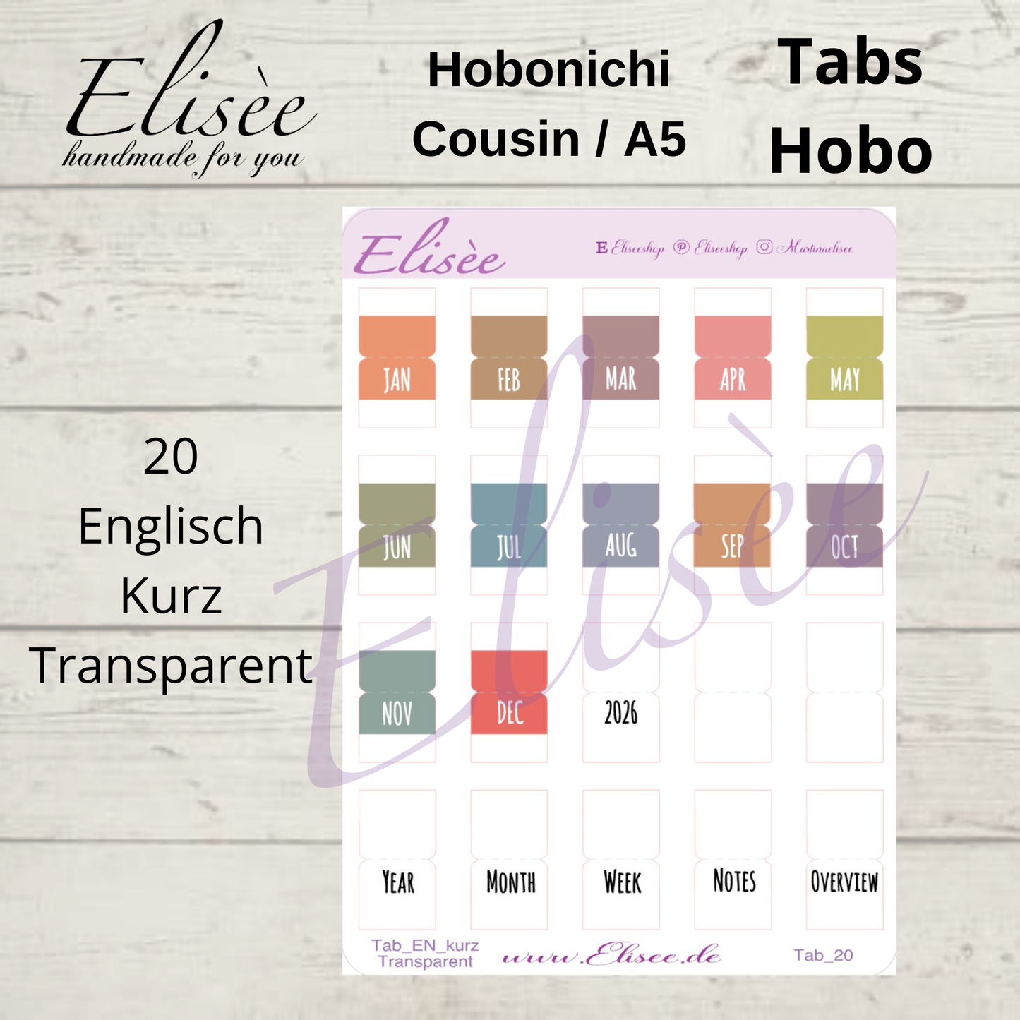 2026_Tabs Hobonichi Cousin / A5 HOBO Farben