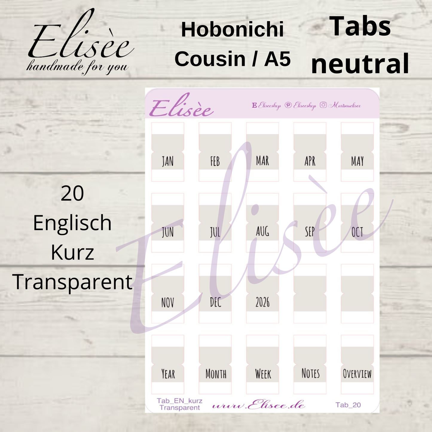 2026_Tabs Hobonichi Cousin / A5 NEUTRAL