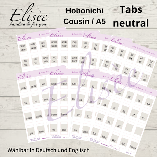 2026_Tabs Hobonichi Cousin / A5 NEUTRAL
