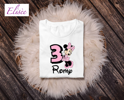 1 - 9 Jahre Personalisierbares Geburtstags Shirt Mädchen – Maus Motiv mit Alter & Name | Babybody oder Kinder T-Shirt