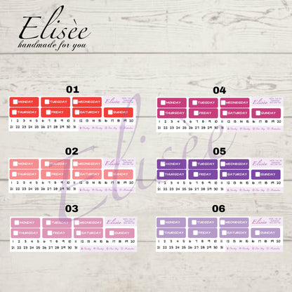 7x9 Wochentage Sticker in verschiedenen Farben | 7x9 | Aufkleber  | Erin Condren | PlumPaper