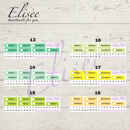 7x9 Wochentage Sticker in verschiedenen Farben | 7x9 | Aufkleber  | Erin Condren | PlumPaper